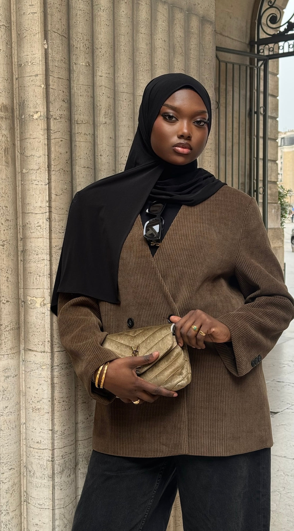 Blazer en velours — kaki