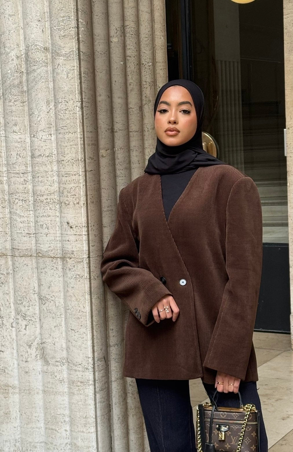 Blazer oversize en velours — marron